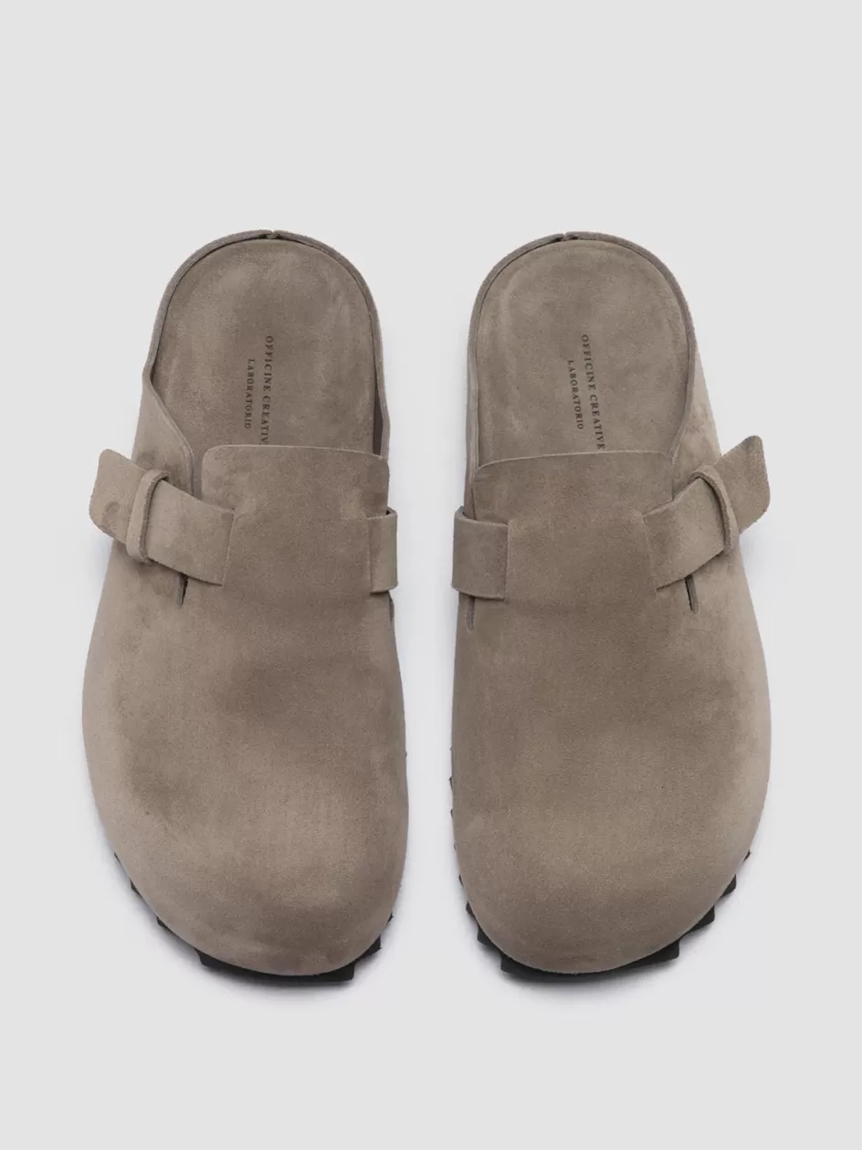 Officine Creative Suede Selection | Sandals>AGORÀ 004 - Grey Suede Sandal QUARZO