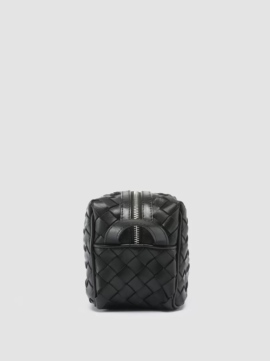 armor_014__black_woven_leather_pouch_98095.webp Officine Creative Woven Leather Selection | Bags>ARMOR 014 - Black Woven Leather Pouch NERO