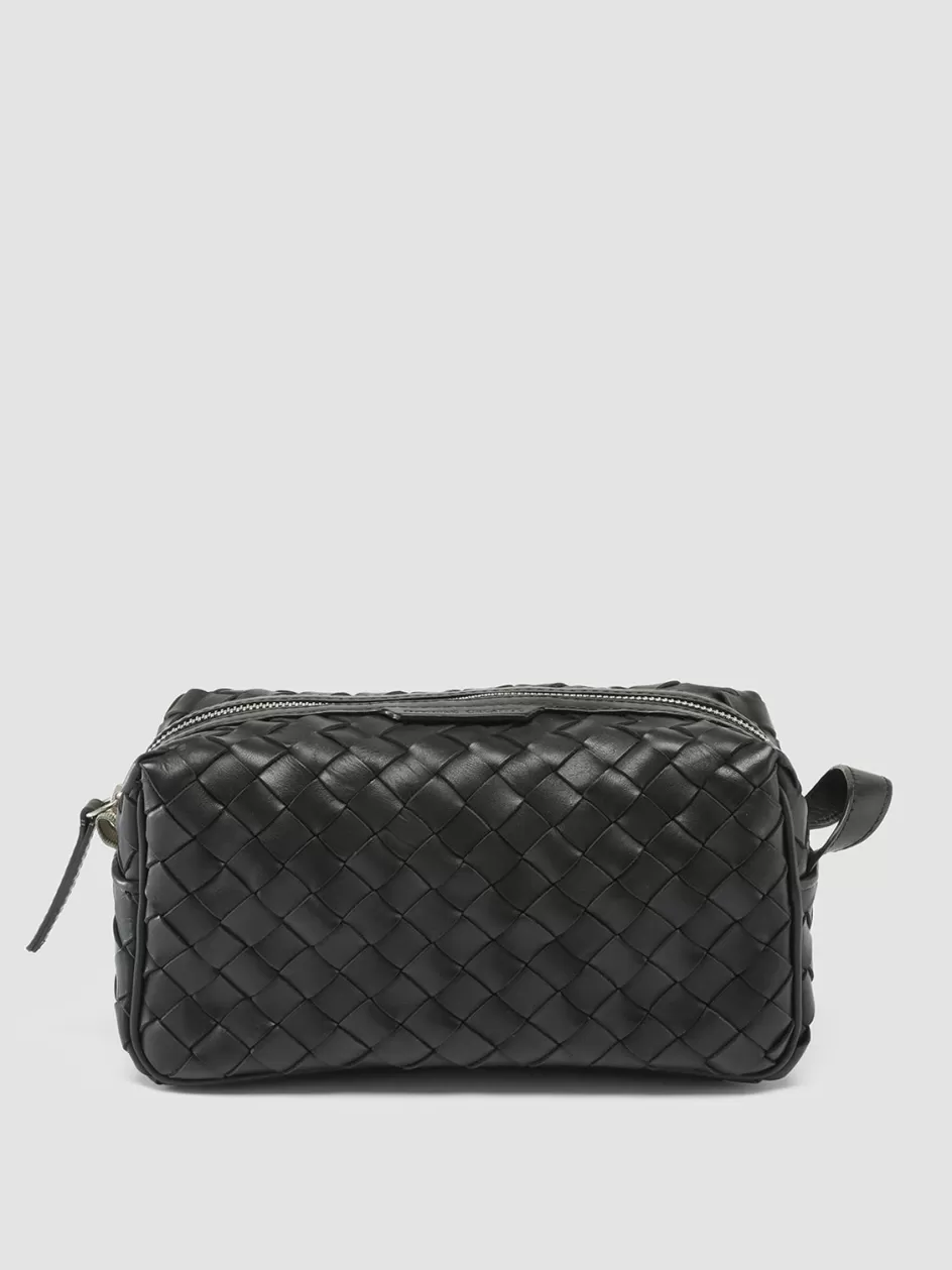 armor_014__black_woven_leather_pouch_98096.webp Officine Creative Woven Leather Selection | Bags>ARMOR 014 - Black Woven Leather Pouch NERO