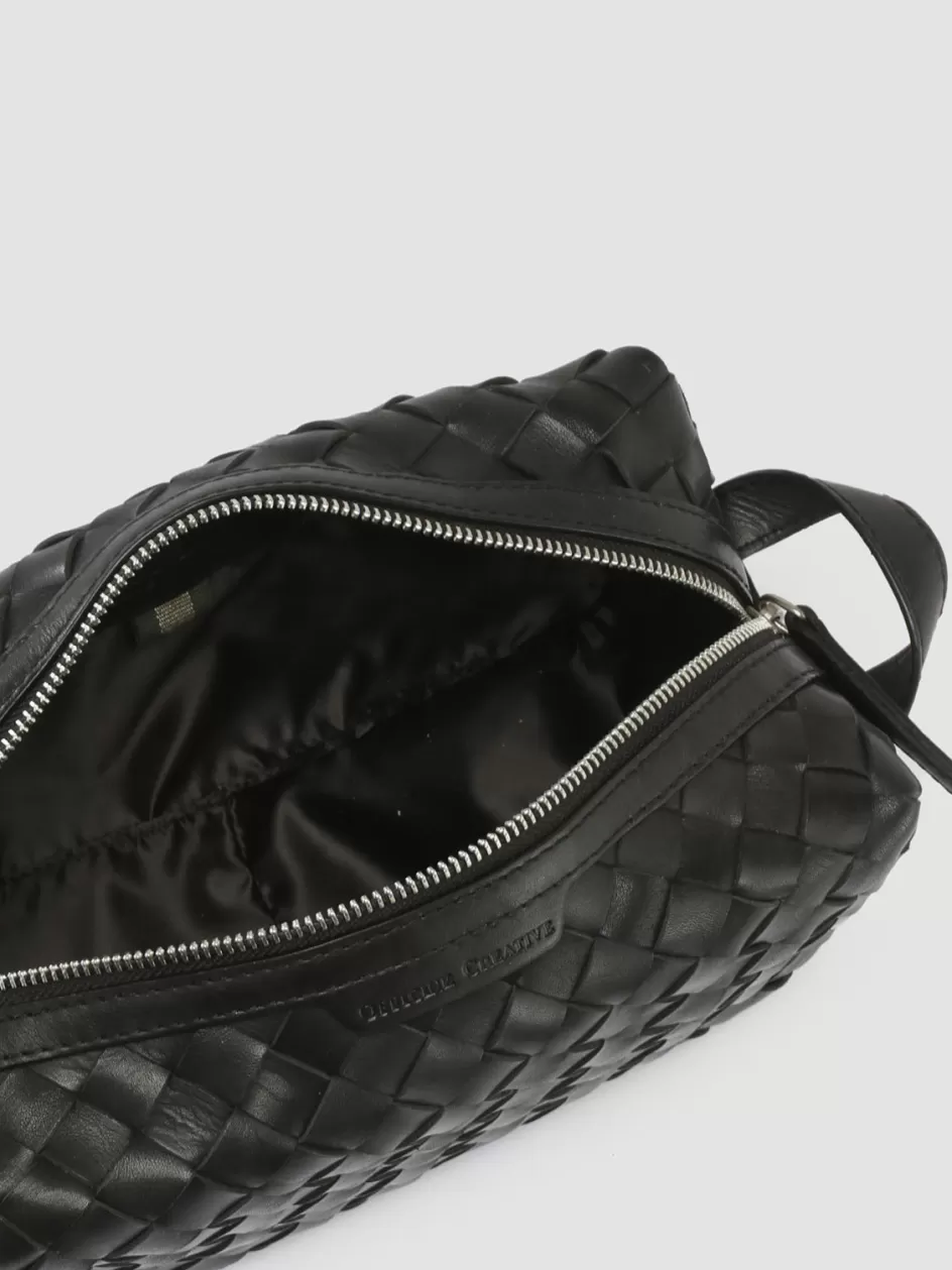 armor_014__black_woven_leather_pouch_98098.webp Officine Creative Woven Leather Selection | Bags>ARMOR 014 - Black Woven Leather Pouch NERO