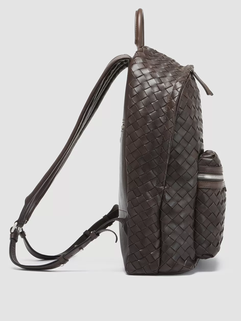 armor_04__brown_woven_leather_backpack_98059.webp Officine Creative Woven Leather Selection | Icons>ARMOR 04 - Brown Woven Leather Backpack COFFEE