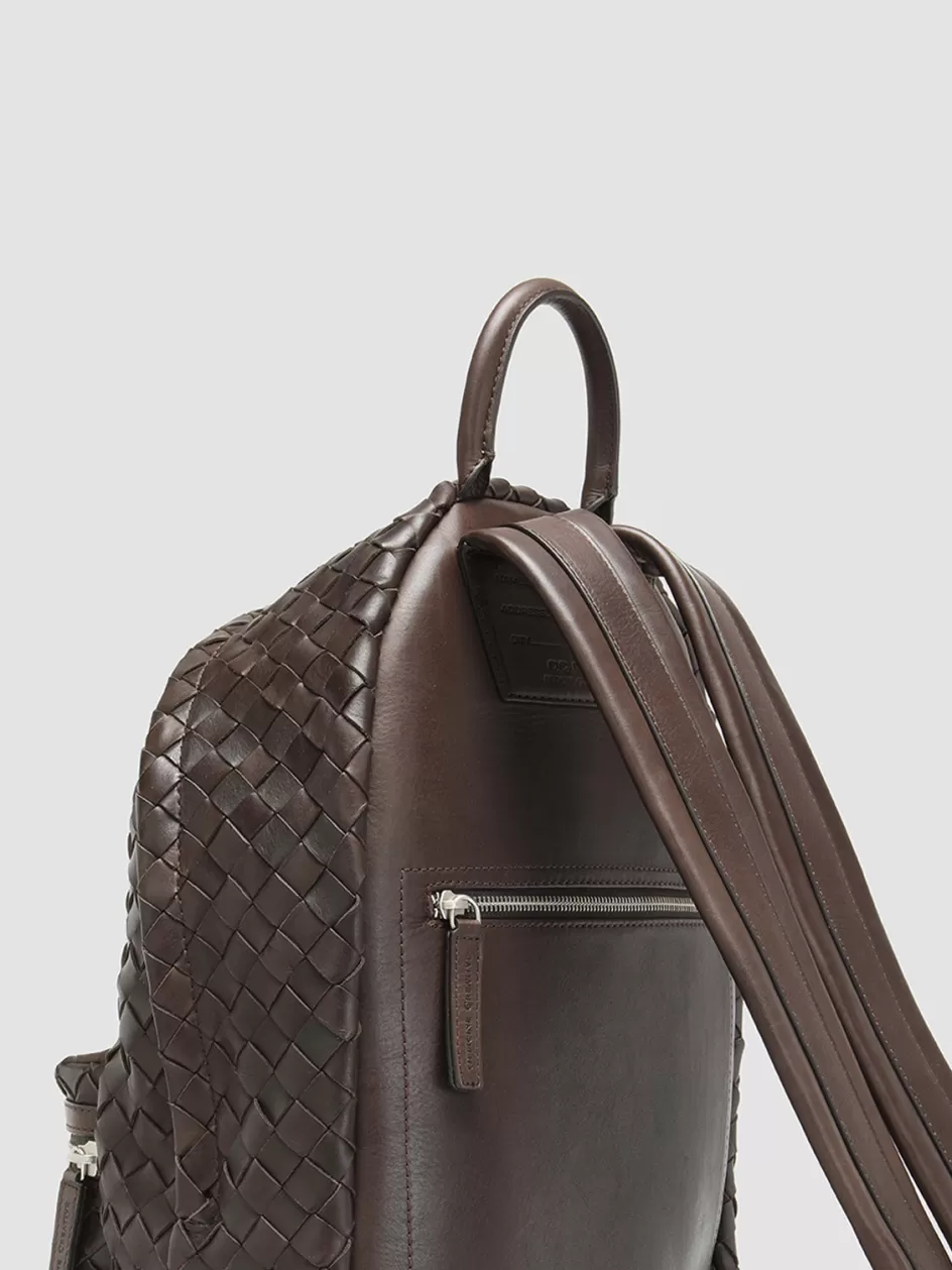 armor_04__brown_woven_leather_backpack_98064.webp Officine Creative Woven Leather Selection | Icons>ARMOR 04 - Brown Woven Leather Backpack COFFEE