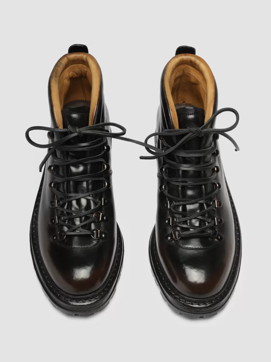Officine Creative Ankle Boots>ARTIK 001 - Brown Leather Lace Up Boots DARK BROWN/BLACK