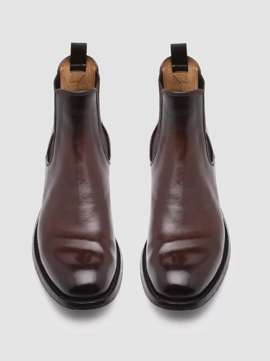 Officine Creative Ankle Boots>BALANCE 008 - Brown Leather Chelsea Boots DARK BROWN