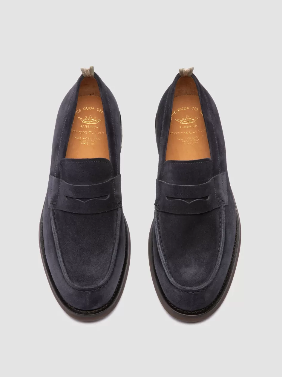 Officine Creative Loafers>BELMONDO 006 - Suede Penny Loafers BLUE
