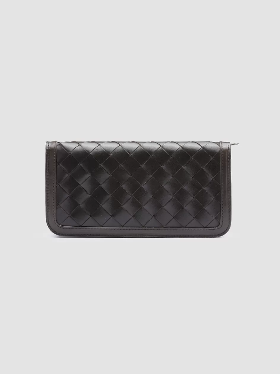 berge_101__brown_woven_leather_wallet_98005.webp Officine Creative Woven Leather Selection | Wallets>BERGE’ 101 - Brown Woven Leather Wallet COFFEE