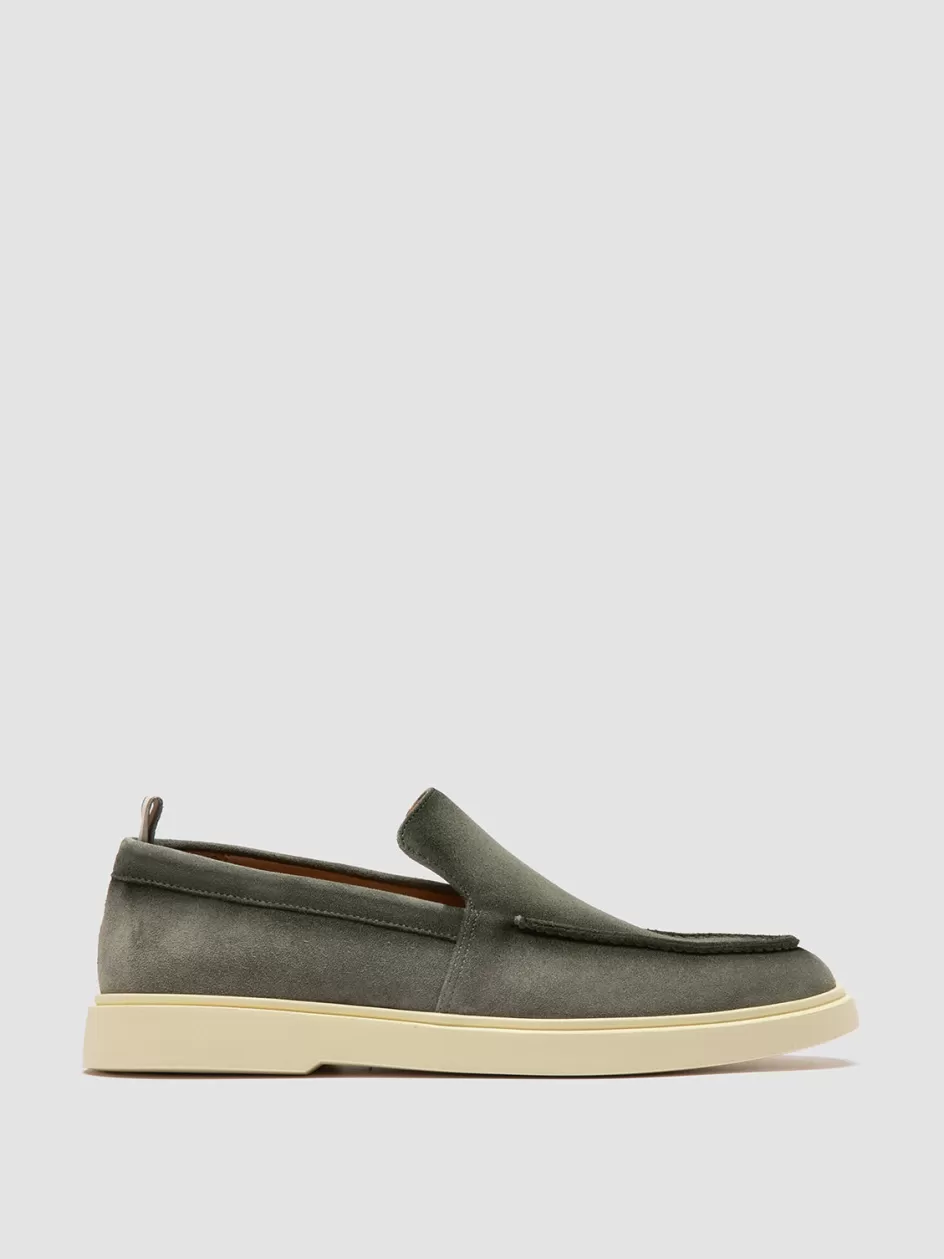 Officine Creative Suede Selection | Icons>BONES 002 - Suede Loafers GREEN