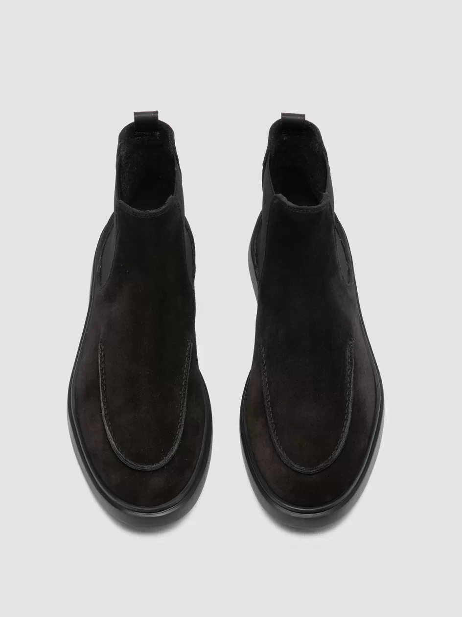 Officine Creative Ankle Boots>BONES 011 - Suede Chelsea Boots BLACK