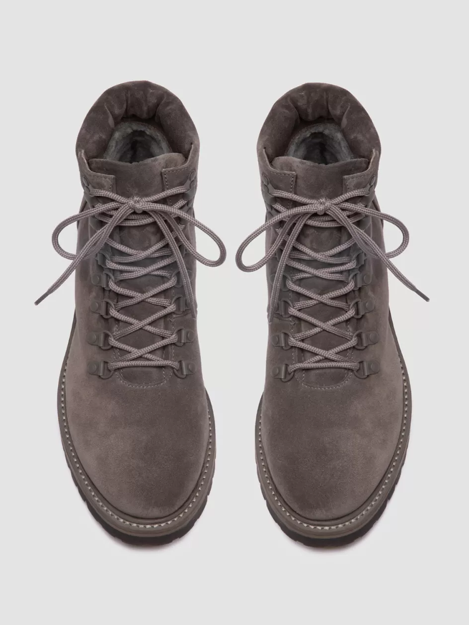 Officine Creative Ankle Boots>BOSS 006 - Suede Lace Up Boots GREY