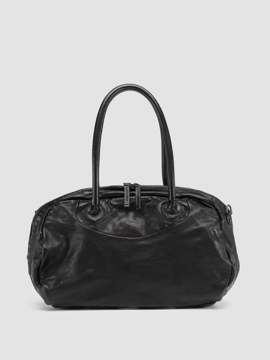 Officine Creative Bags>BOWLER 001 - Black Leather Handle Bag NERO