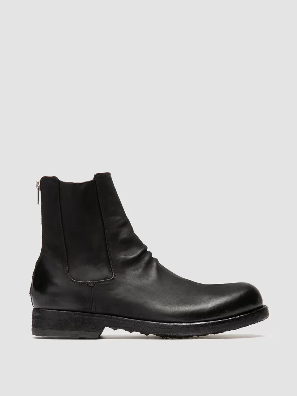 Officine Creative Ankle Boots>BULLA DD 104 - Leather Zipped Boots BLACK