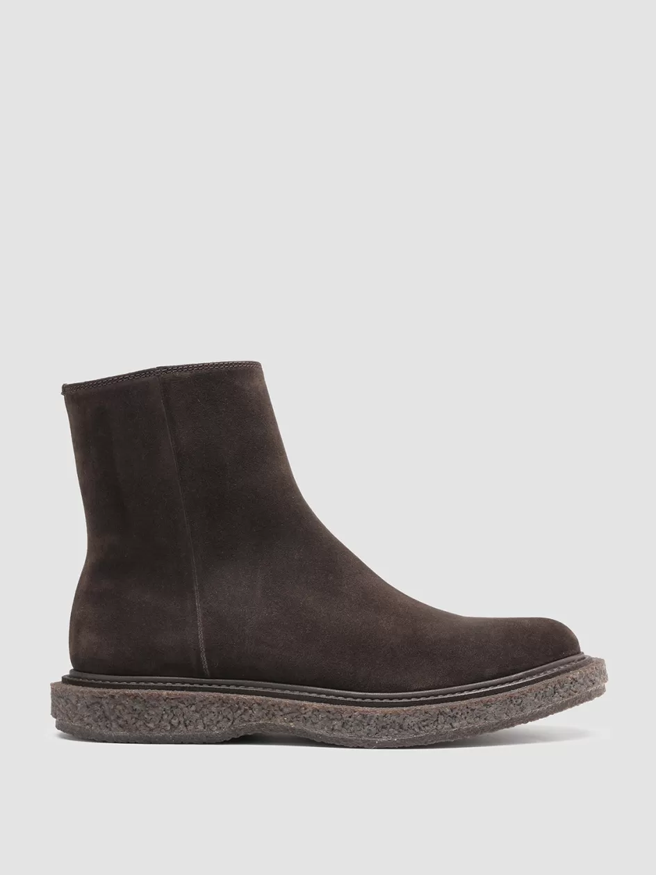 Officine Creative Ankle Boots>BULLET 009 - Suede Zip Ankle Boots BROWN