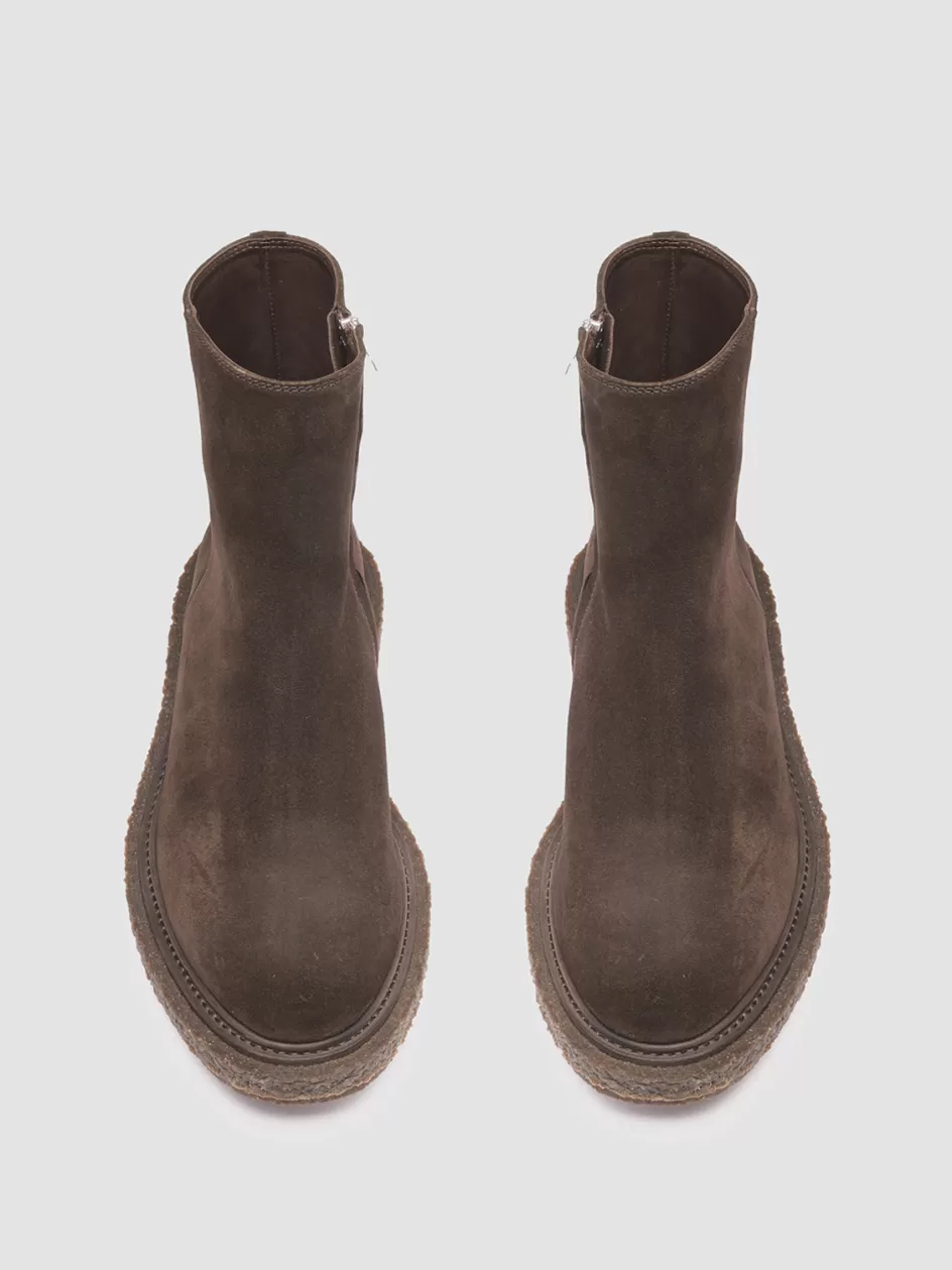 Officine Creative Ankle Boots>BULLET 009 - Suede Zip Ankle Boots BROWN