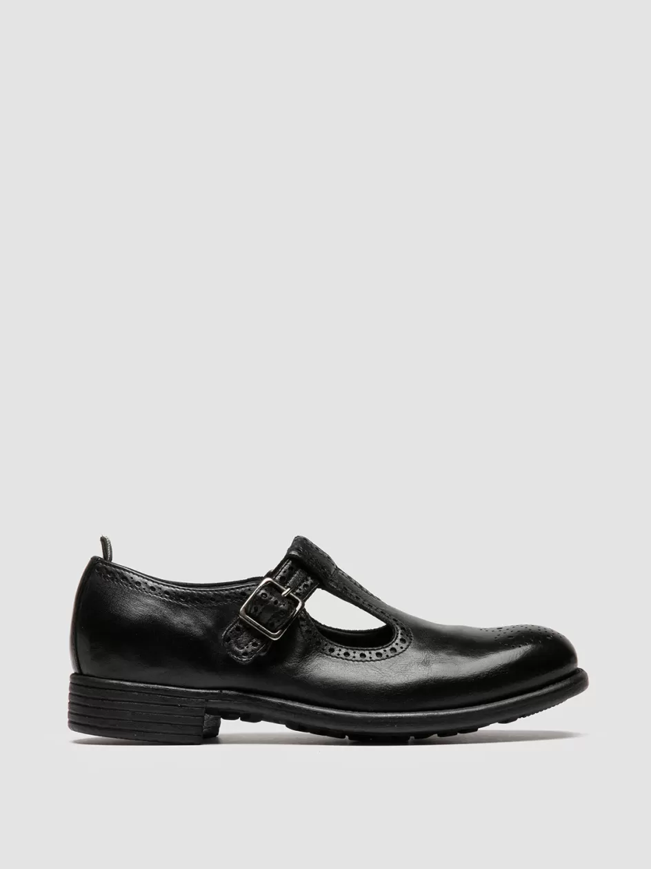 Officine Creative Dress Shoes>CALIXTE 071 - Black Leather T-Bar Shoes NERO                                              