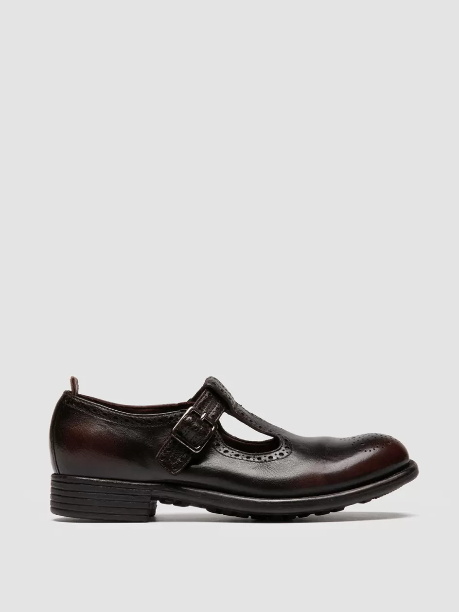 Officine Creative Dress Shoes>CALIXTE 071 - Brown Leather T-Bar Shoes OTTO/TM25                                         