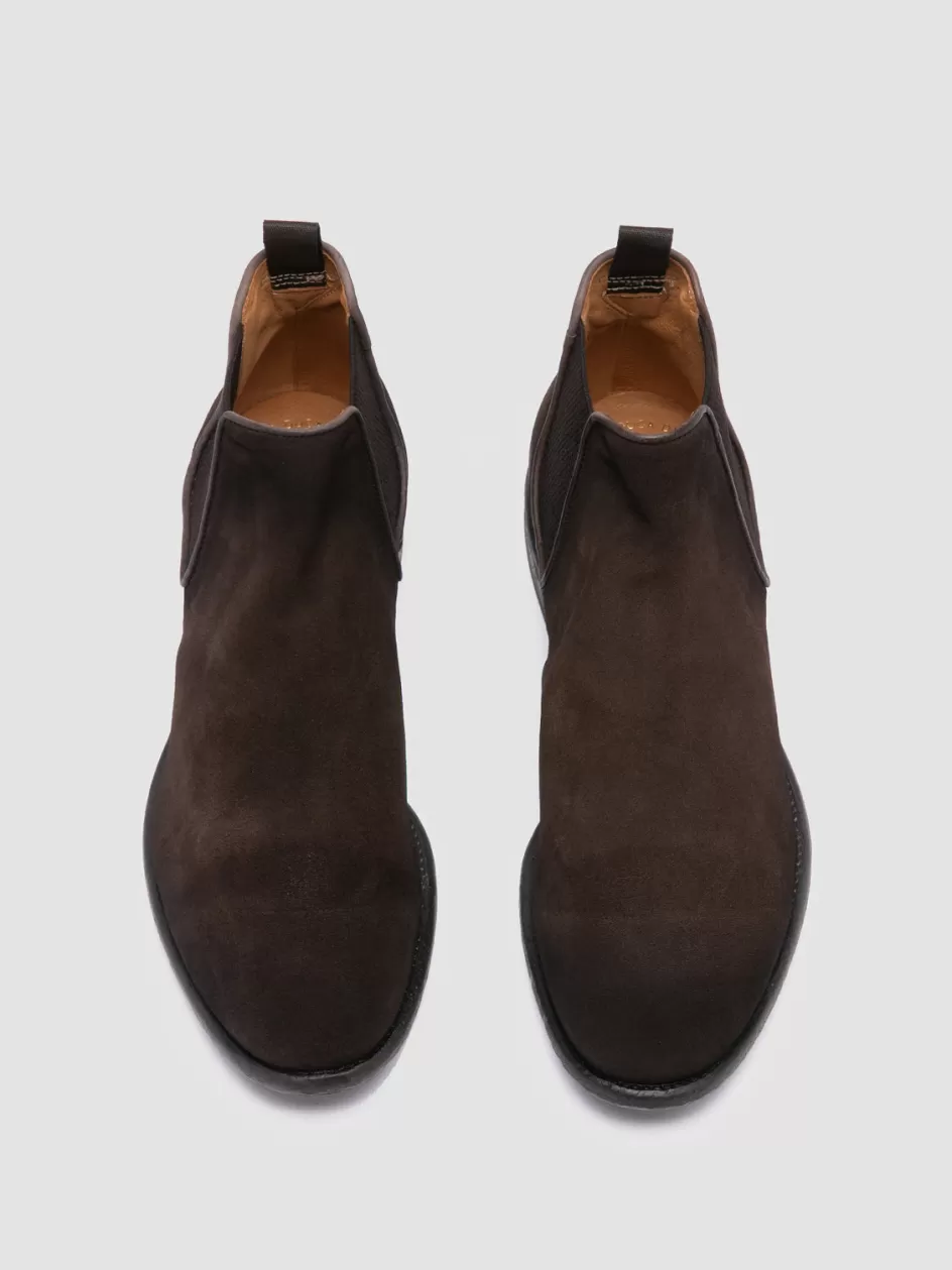 Officine Creative Ankle Boots>CETON 647 - Brown Suede Chelsea Boots CHOCOLATE