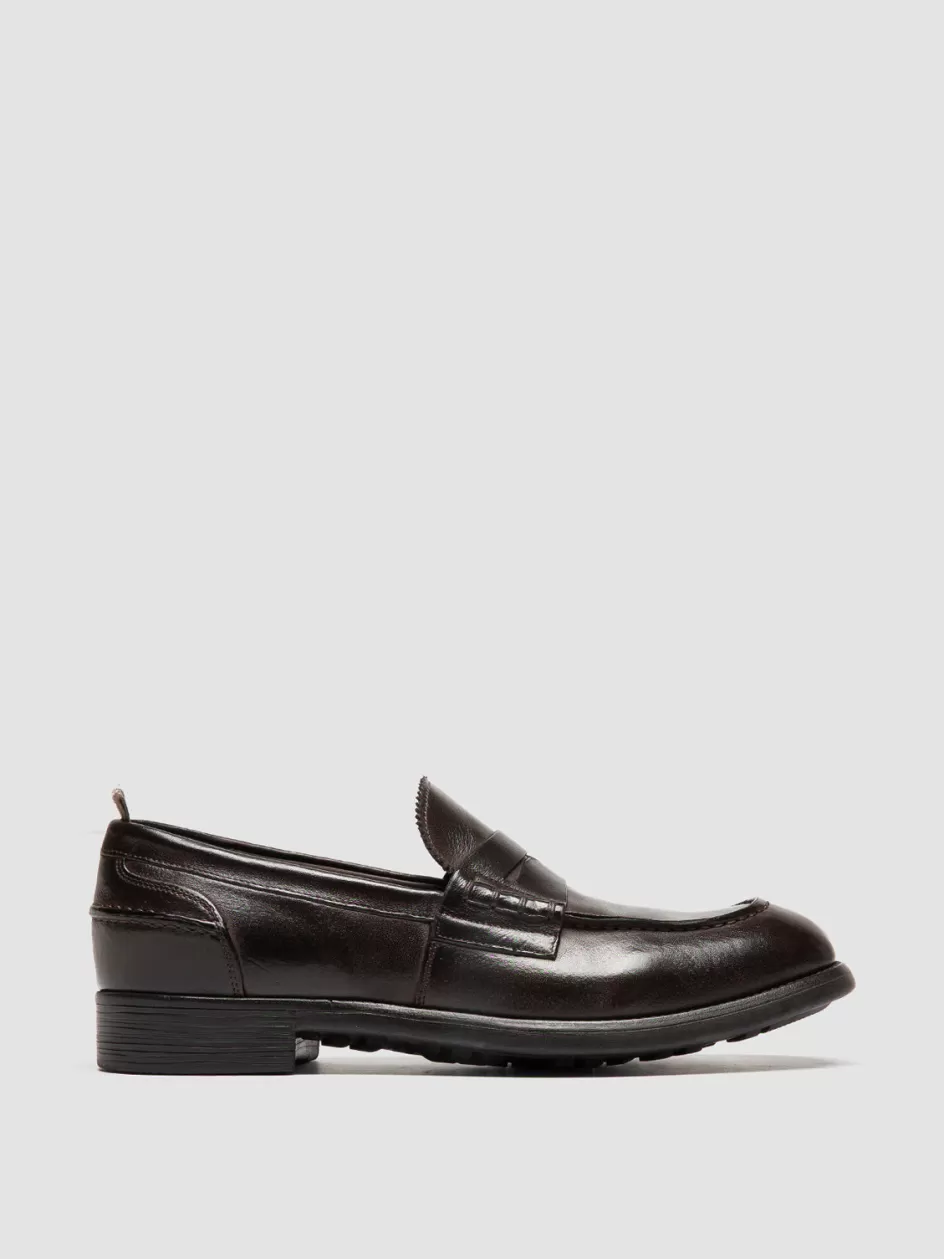 Officine Creative Loafers>CHRONICLE 056 - Brown Leather Penny Loafers DARK BROWN