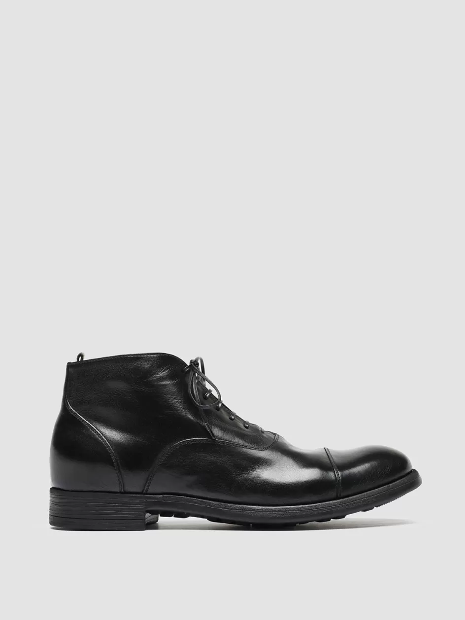 Officine Creative Ankle Boots>CHRONICLE 057 - Leather Lace Up Boots BLACK