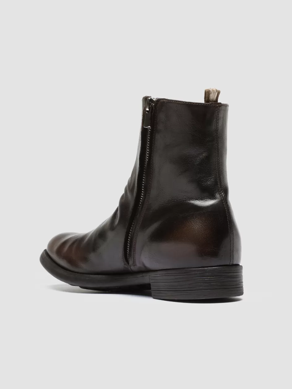 chronicle_058__brown_leather_zip_boots_102116.webp Officine Creative Ankle Boots>CHRONICLE 058 - Brown Leather Zip Boots DARK BROWN