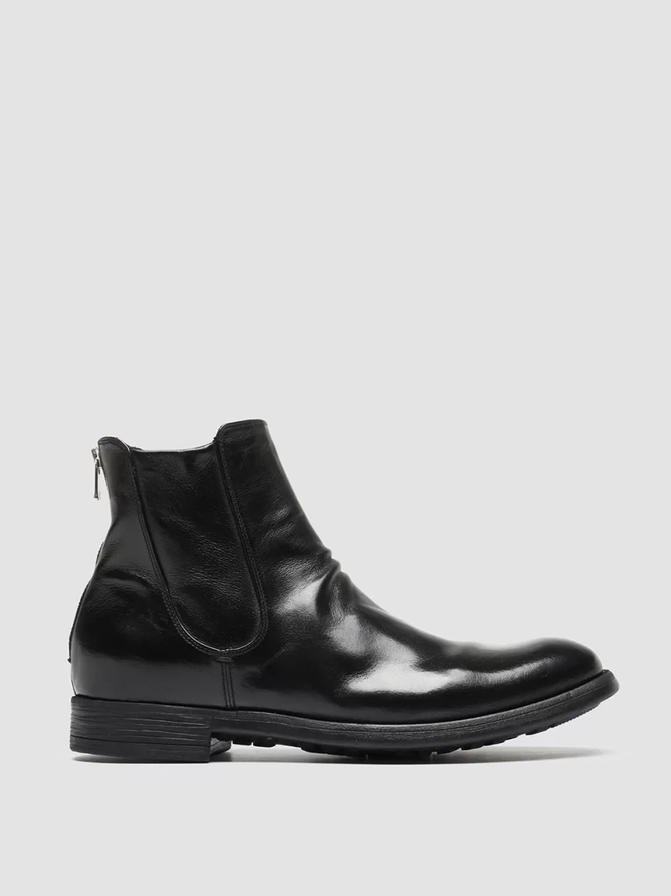 Officine Creative Ankle Boots>CHRONICLE 059 - Leather Zip Boots BLACK