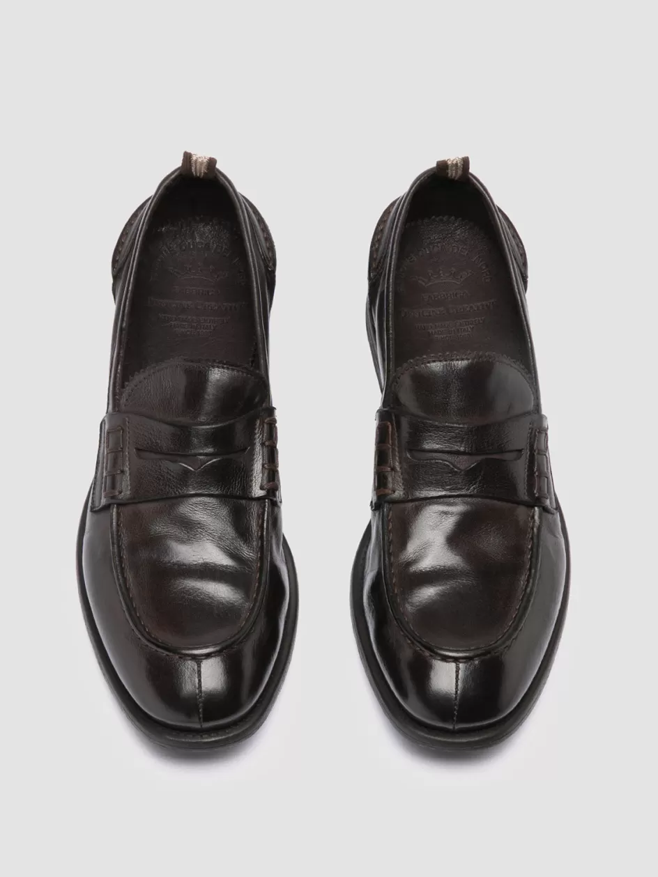Officine Creative Loafers>CHRONICLE 144 - Leather Penny Loafers BROWN
