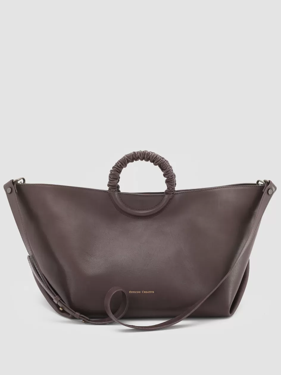 Officine Creative Bags>CIRCLE 15 - Brown Leather Handle Bag DARK BROWN