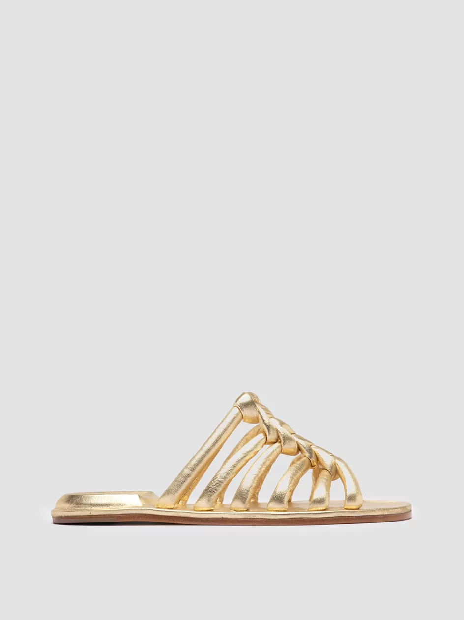 Officine Creative Sandals>CYBILLE 016 - Gold Leather Slide Sandals ORO
