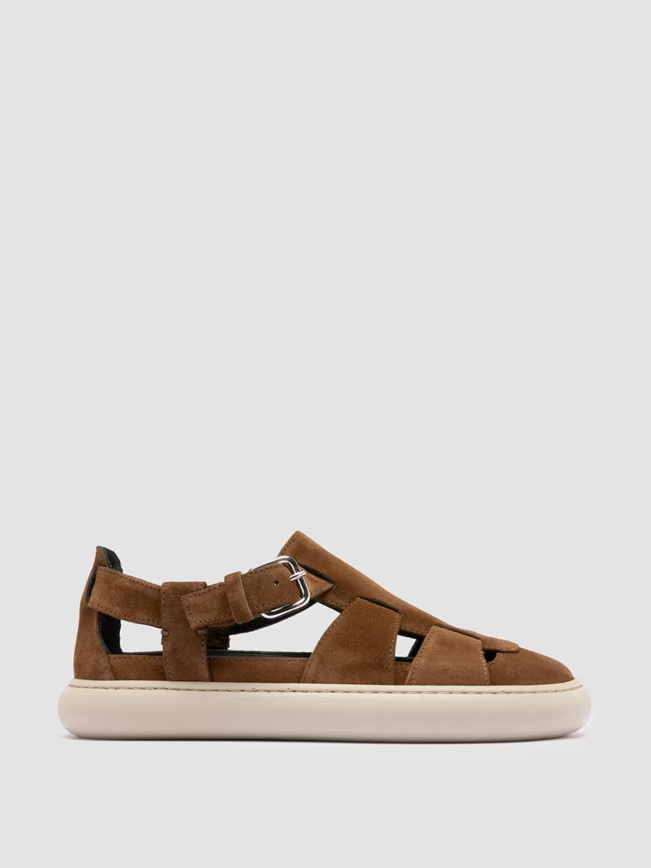 Officine Creative Suede Selection | Sandals>DINGHY 103 - Brown Suede Fisherman Sandals BIRRA