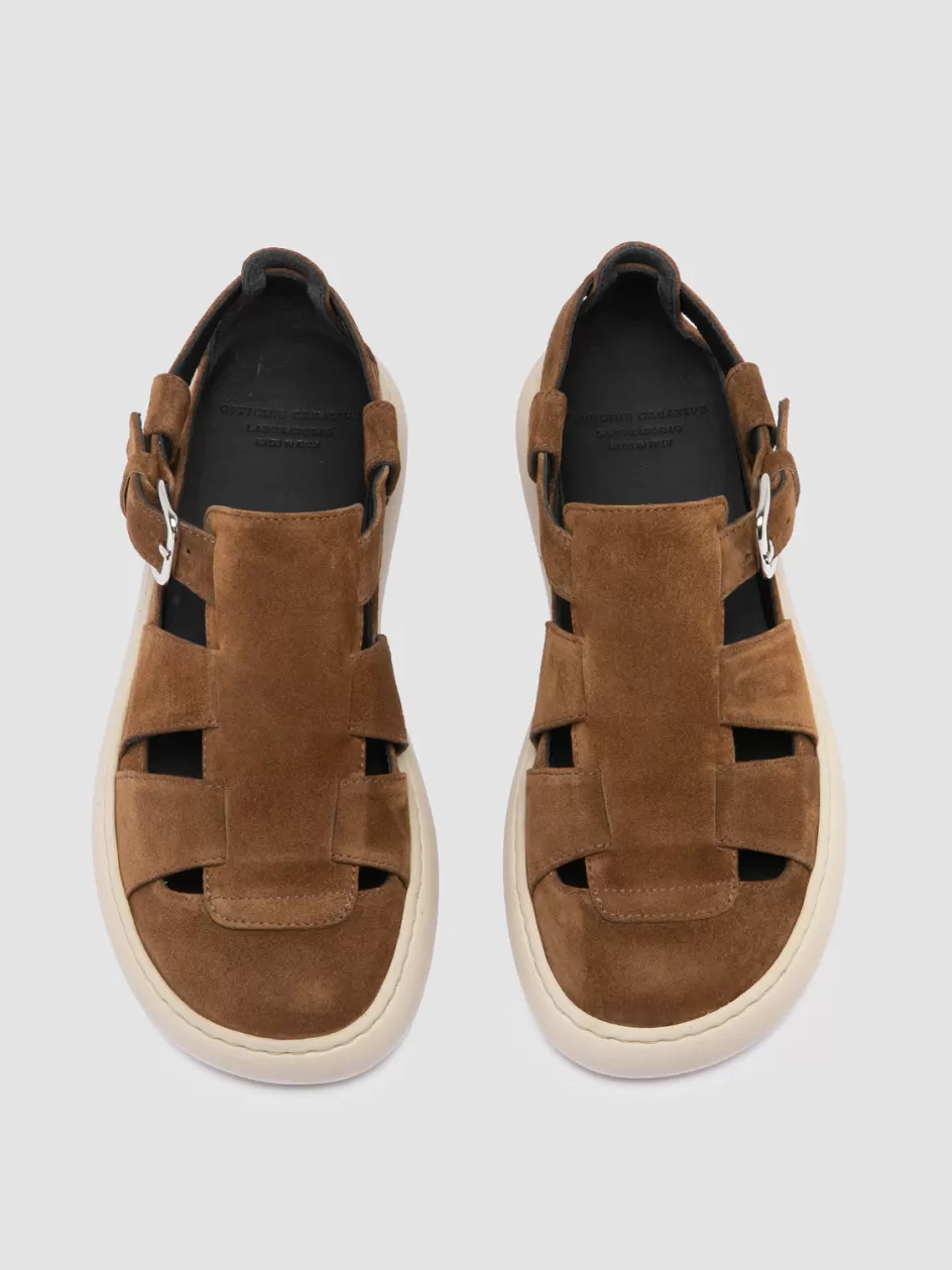 Officine Creative Suede Selection | Sandals>DINGHY 103 - Brown Suede Fisherman Sandals BIRRA