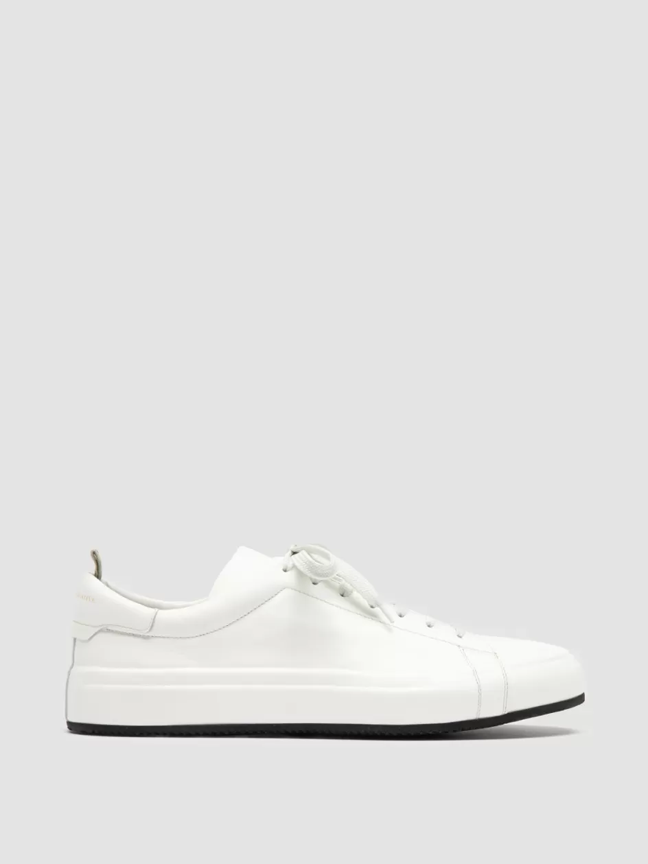Officine Creative Sneakers>EASY 001 - White Leather Low Top Sneakers BURRO