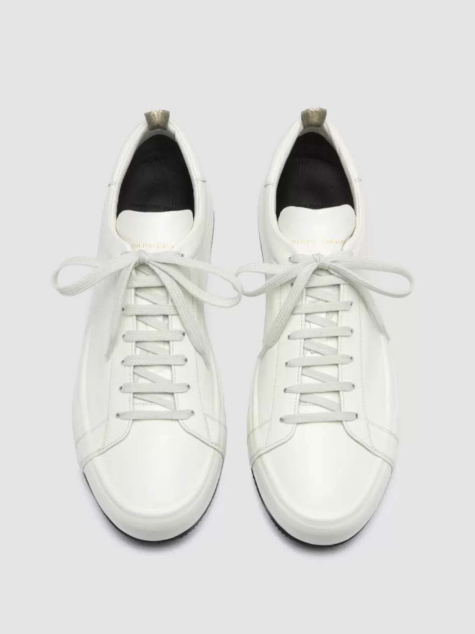 Officine Creative Sneakers>EASY 001 - White Leather Low Top Sneakers BURRO