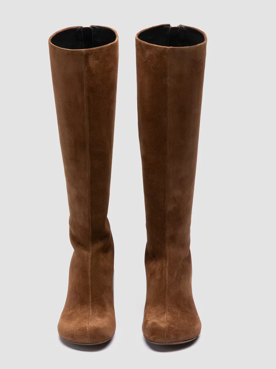Officine Creative Boots & Booties>ELINOR 006 - Brown Suede Zipped Boots CASTAGNO                                          