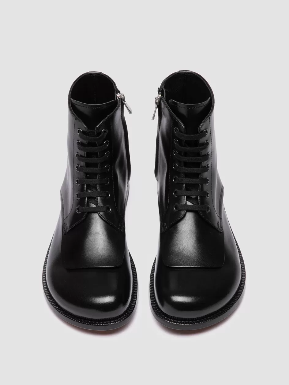 Officine Creative Boots & Booties>EMERALD 004 - Black Leather Lace-up Boots NERO                                              