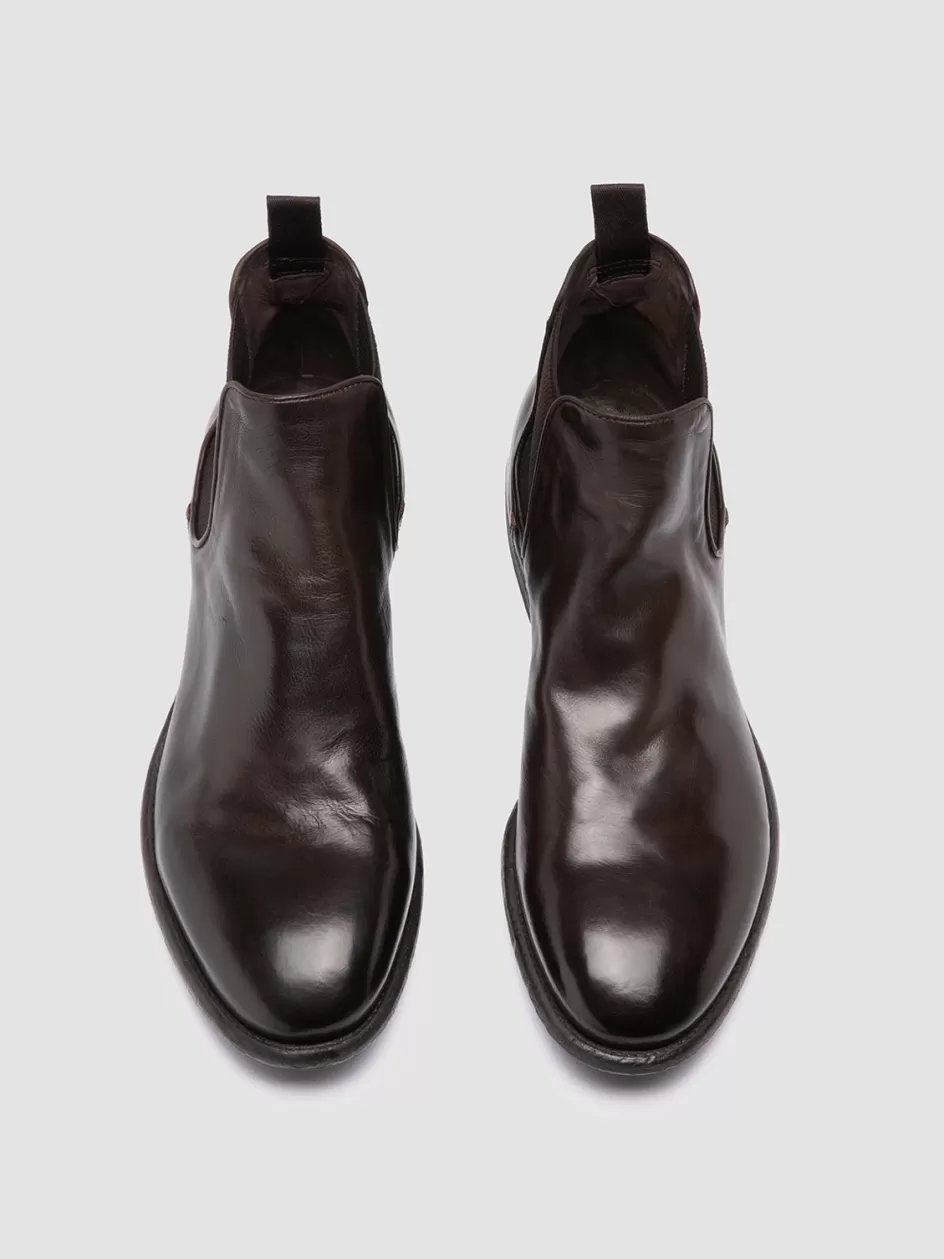 Officine Creative Ankle Boots>EMORY 012 - Brown Leather Chelsea Boots EBANO