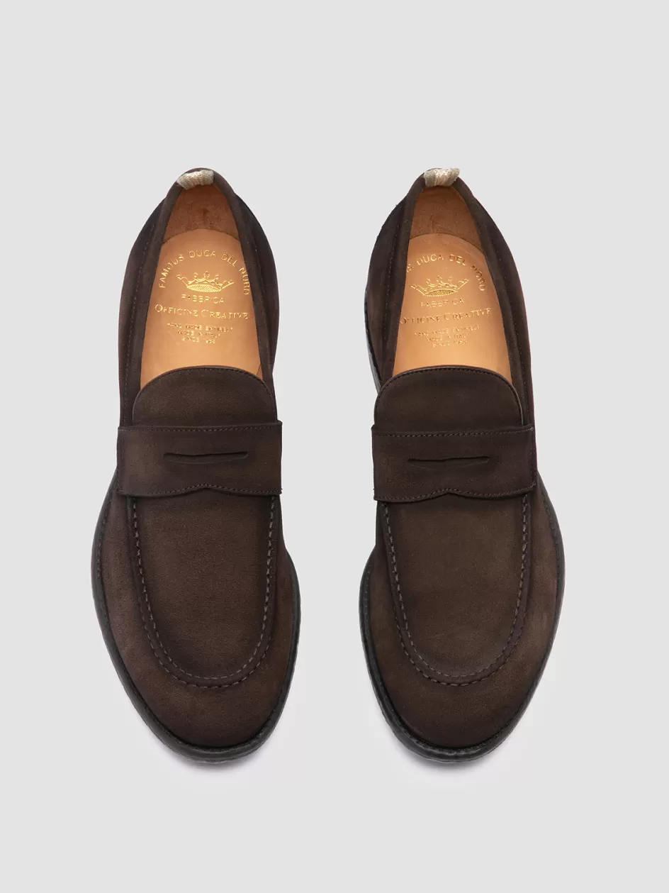 Officine Creative Loafers>EMORY 024 - Brown Suede Loafers CHOCOLATE