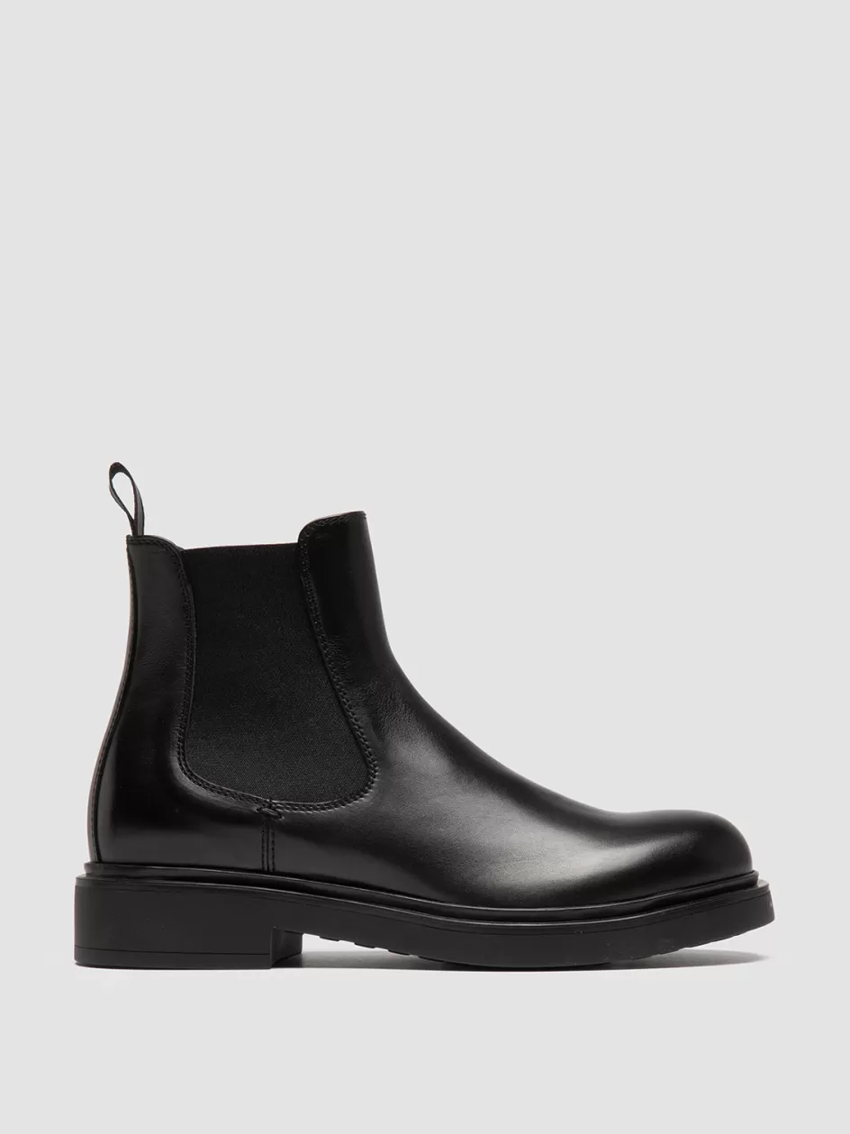 Officine Creative Boots & Booties>ENGINEER 107 - Black Leather Chelsea Boots NERO                                              