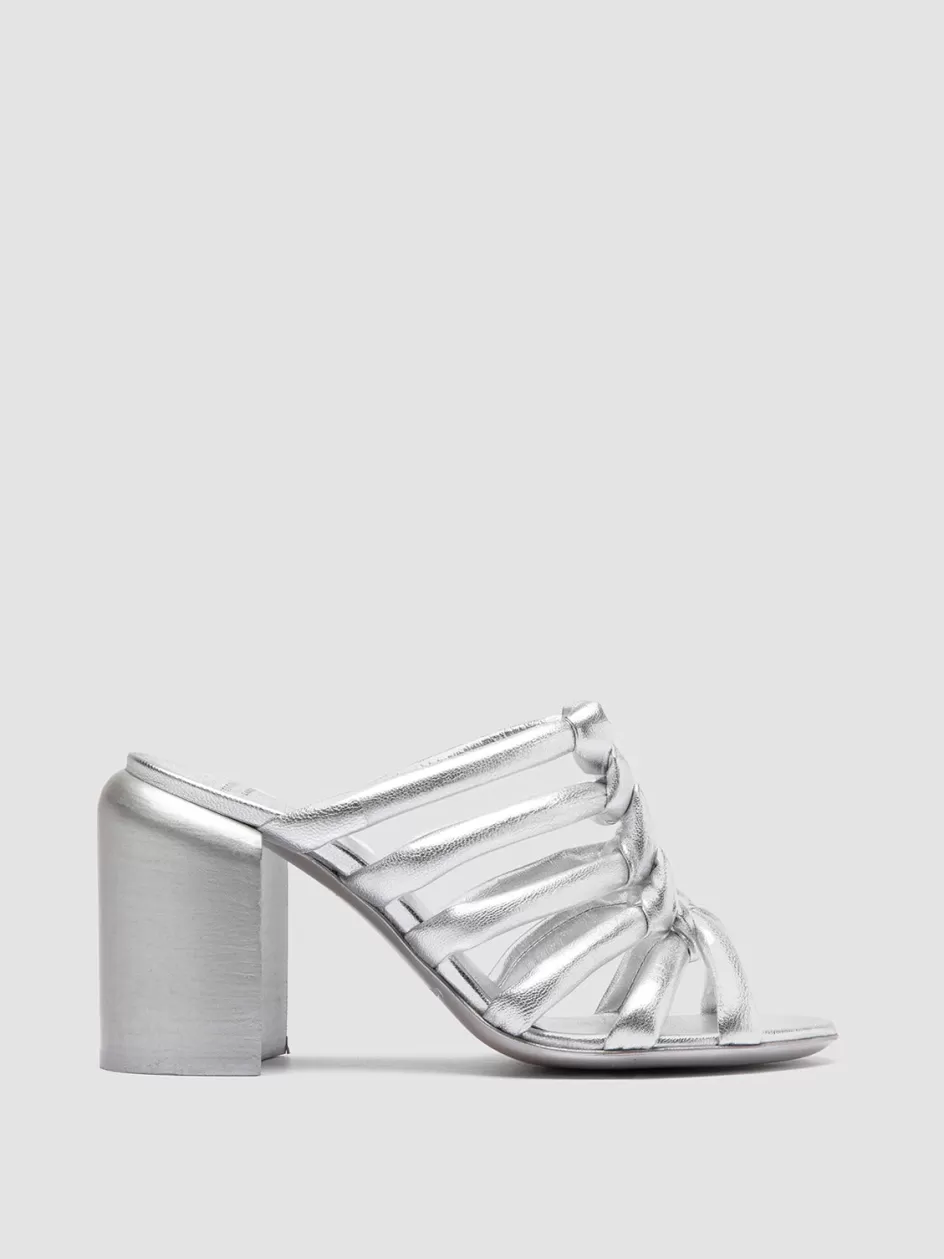 Officine Creative Sandals>ESTHER 026 - Silver Leather Slide Sandals