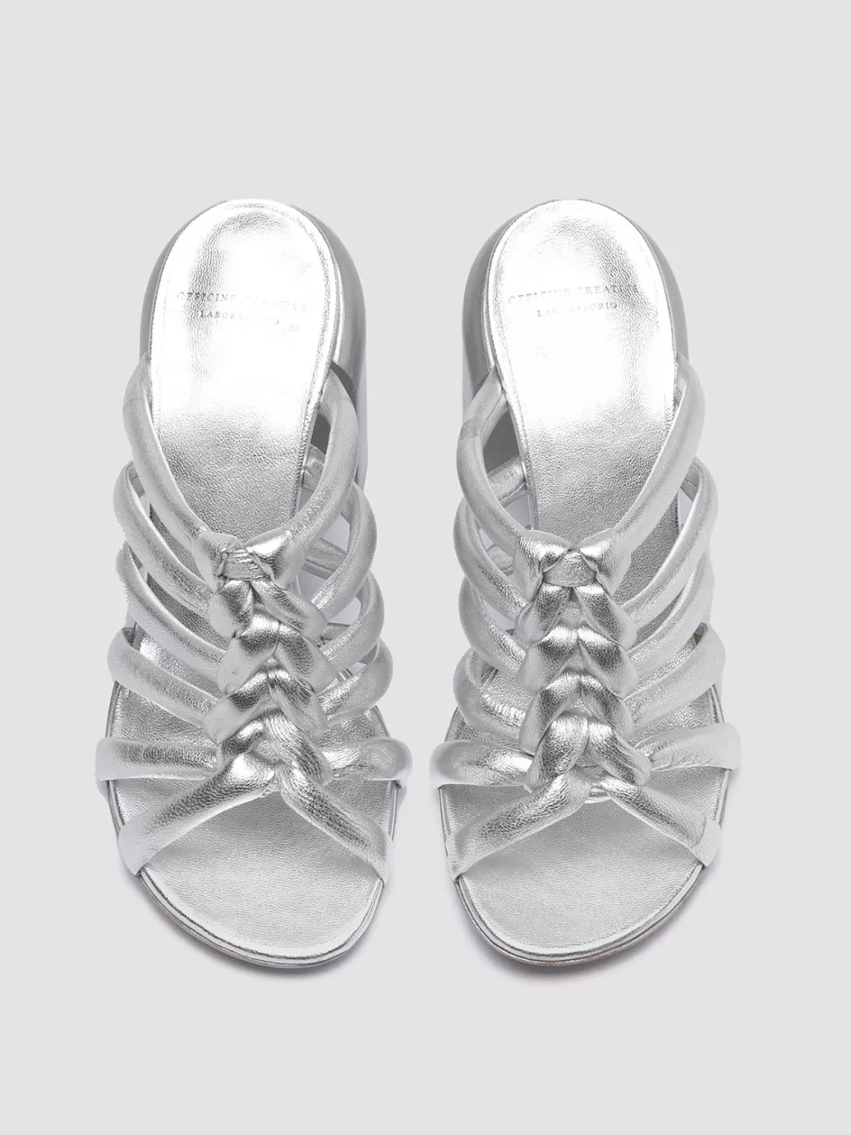 Officine Creative Sandals>ESTHER 026 - Silver Leather Slide Sandals