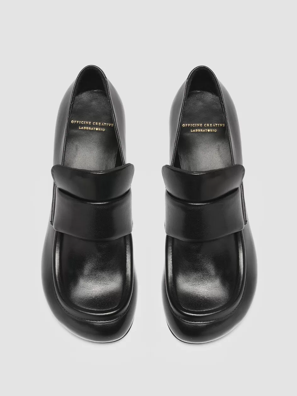 Officine Creative Loafers>ETHEL 001 - Leather Penny Loafers BLACK