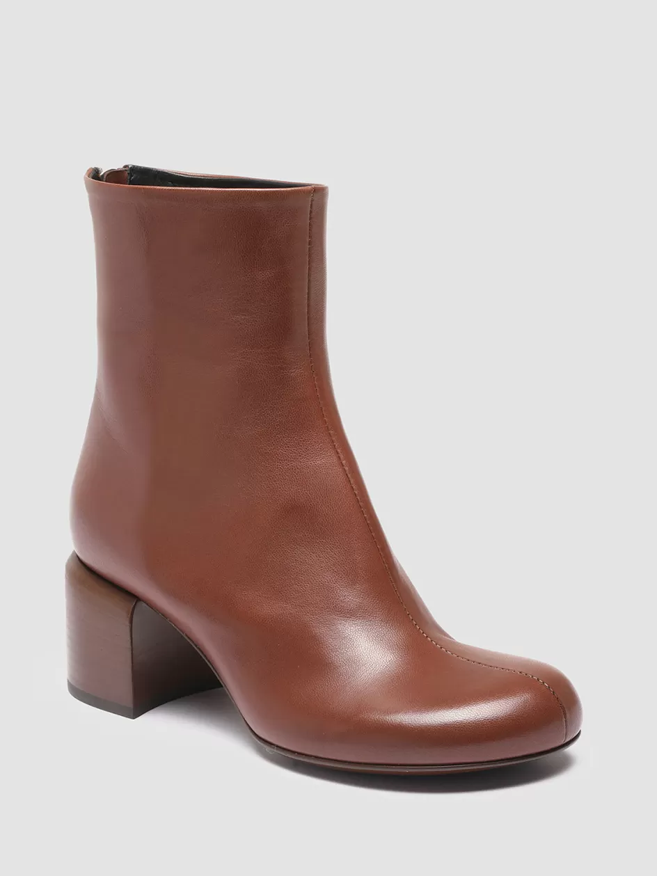 ethel_004__brown_nappa_leather_ankle_boots_106213.webp Officine Creative Boots & Booties | High Heels Booties>ETHEL 004 - Brown Nappa Leather Ankle Boots BRUNO