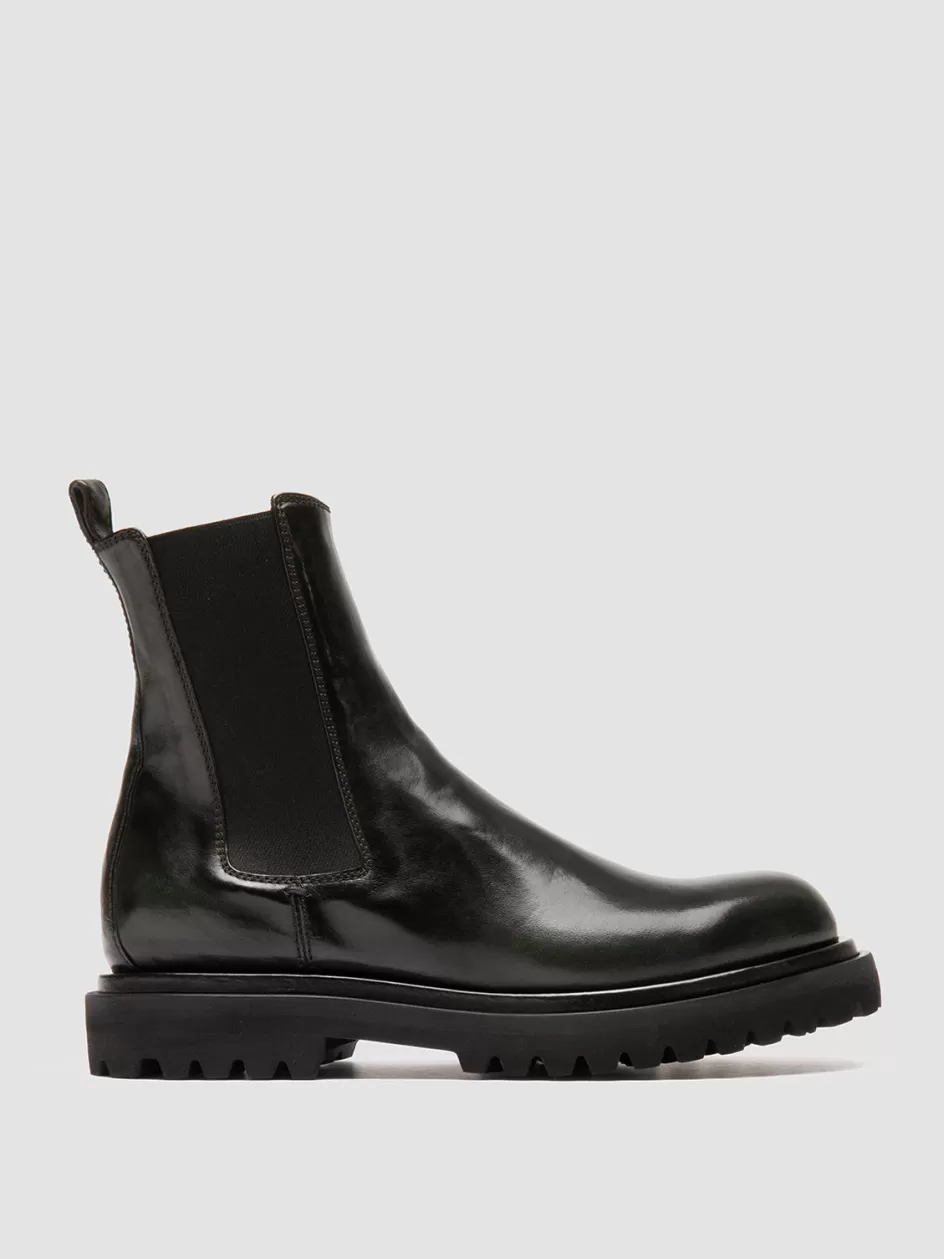 Officine Creative Ankle Boots>EVENTUAL DD 103 - Green Leather Chelsea Boots