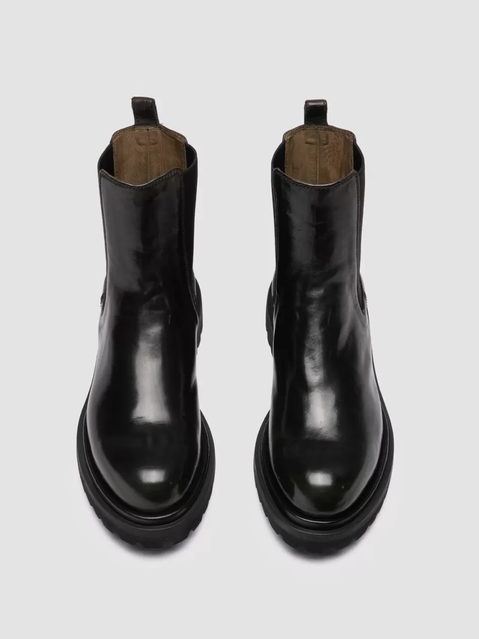 Officine Creative Ankle Boots>EVENTUAL DD 103 - Green Leather Chelsea Boots