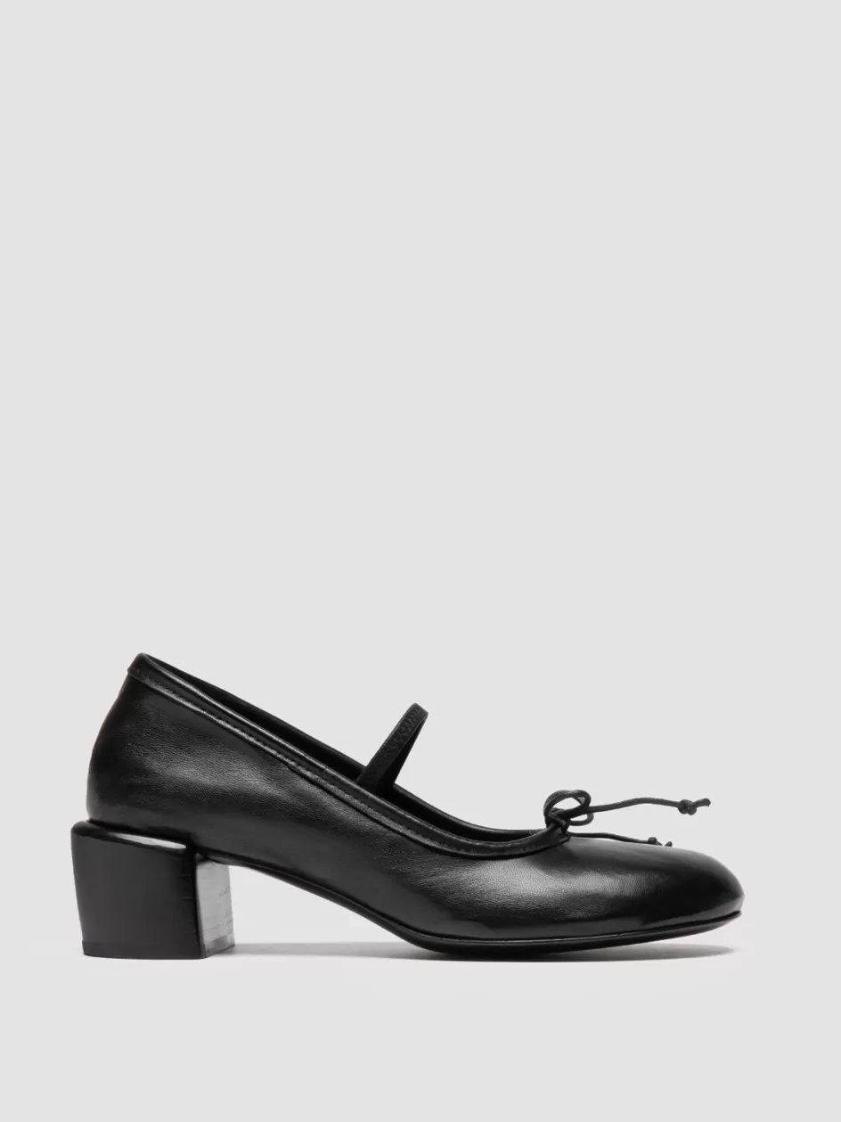 Officine Creative Dress Shoes>FLORE 001 - Black Leather Ballerina Shoes NERO