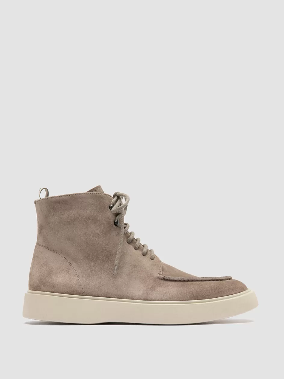 Officine Creative Ankle Boots>FRAME 004 - Taupe Suede Lace-up Boots QUARZO