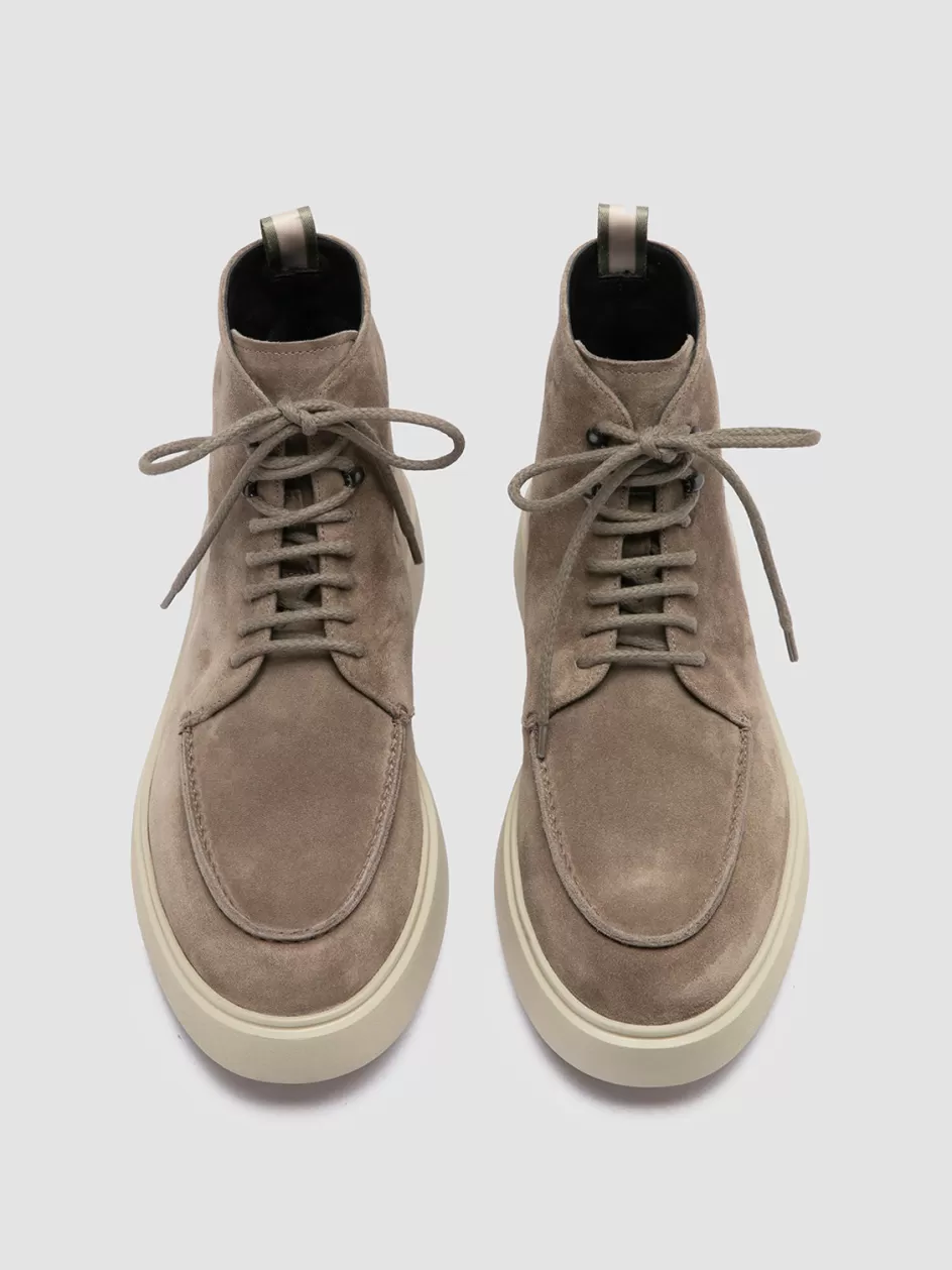 Officine Creative Ankle Boots>FRAME 004 - Taupe Suede Lace-up Boots QUARZO