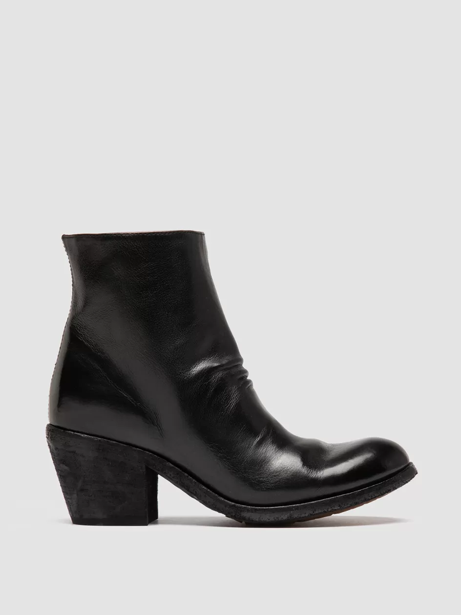 Officine Creative Boots & Booties>GODEAU 001 - Black Leather Zipped Boots NERO                                              