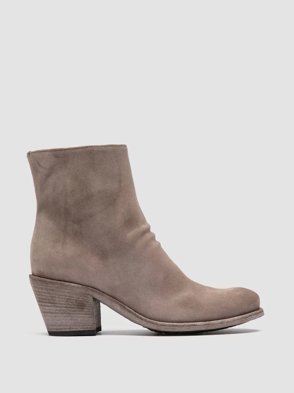 Officine Creative Boots & Booties>GODEAU 001 - Taupe Suede Zipped Boots QUARZO                                            