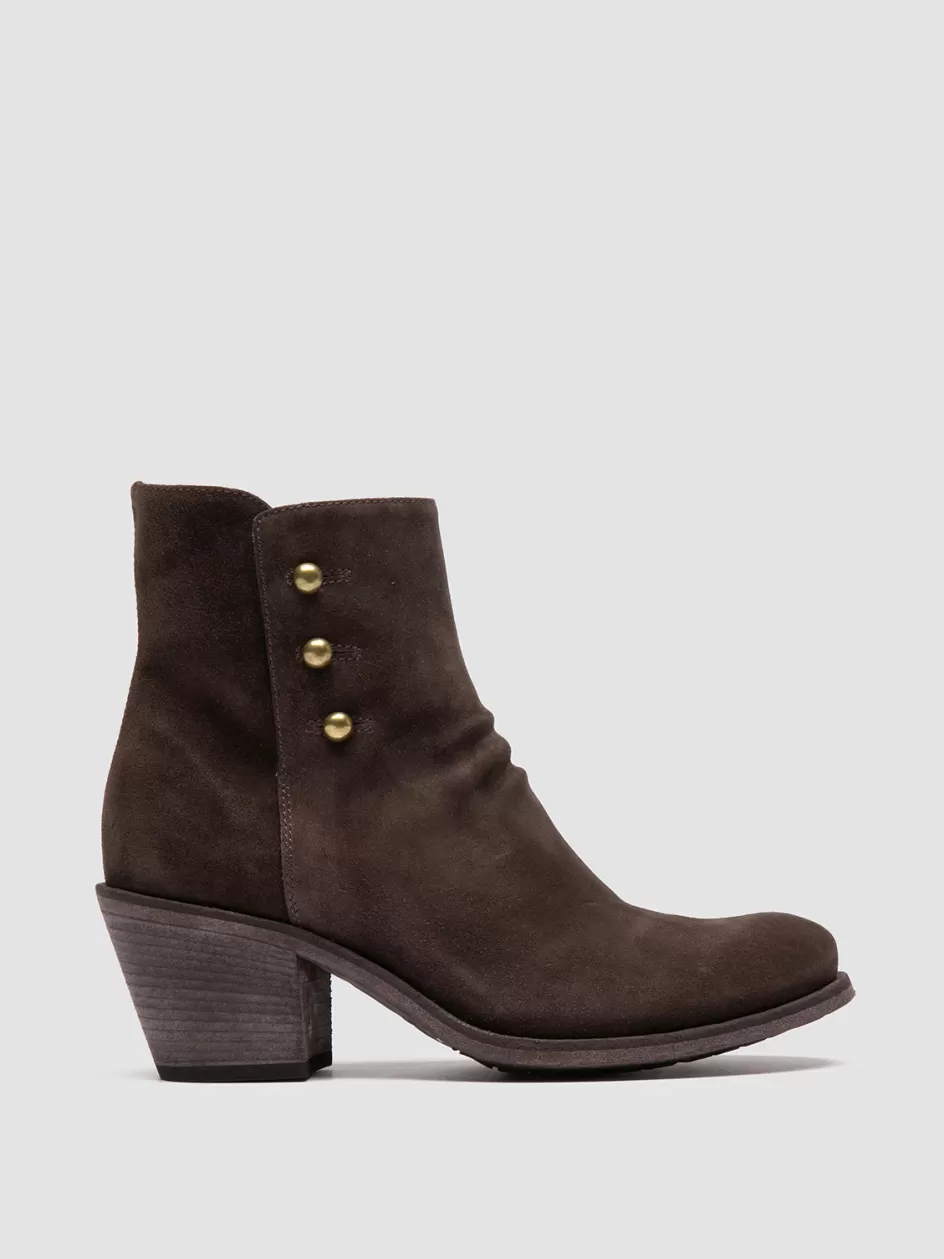 Officine Creative Boots & Booties>GODEAU 004 - Brown Suede Zipped Boots PEPE                                              