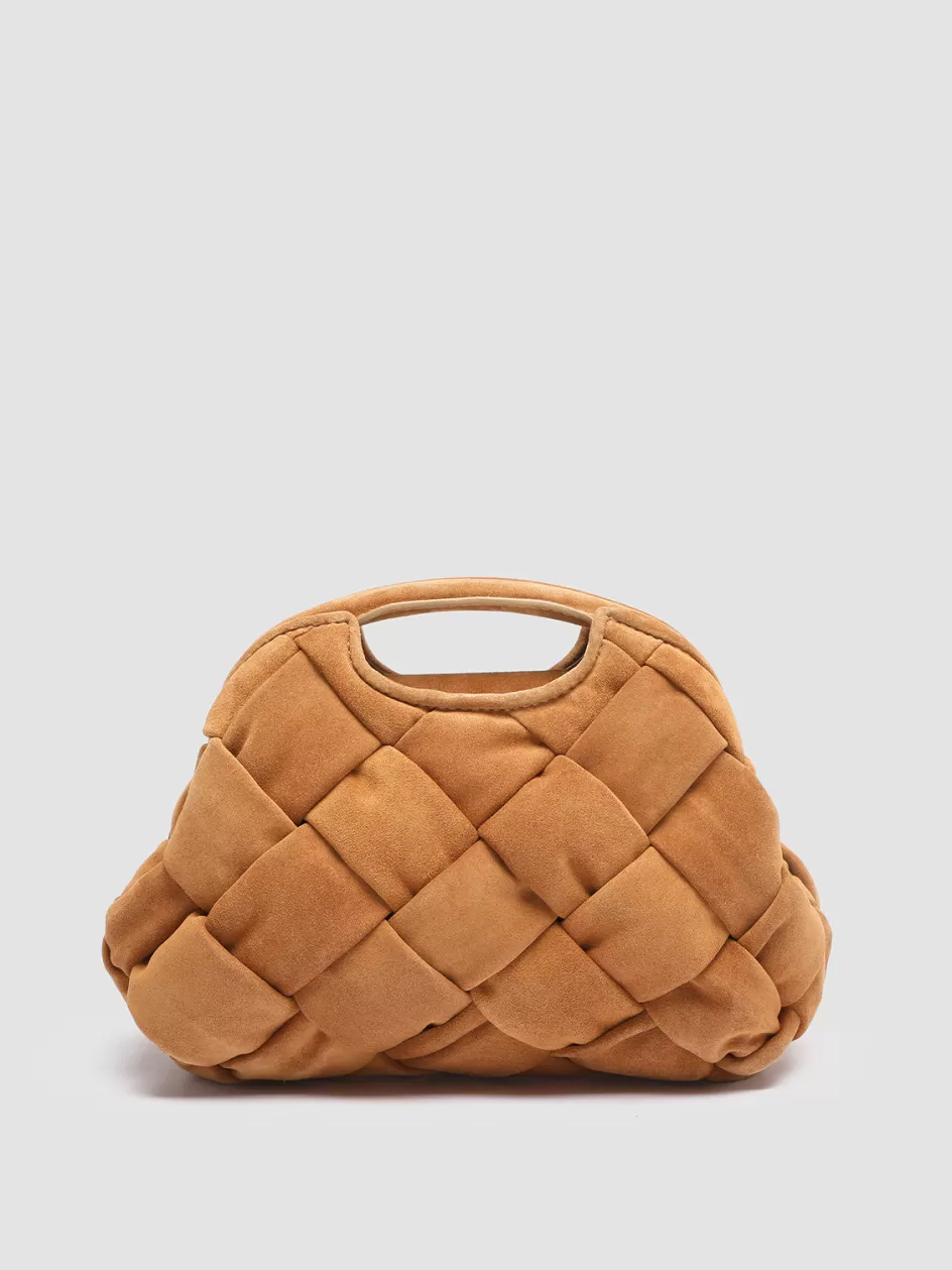 Officine Creative Bags>HELEN 12 - Suede Clutch Bag BROWN