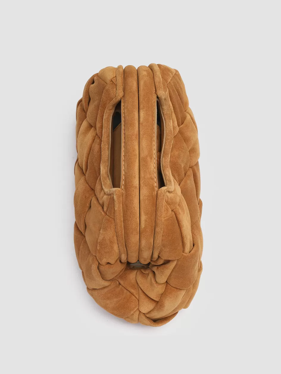 Officine Creative Bags>HELEN 12 - Suede Clutch Bag BROWN